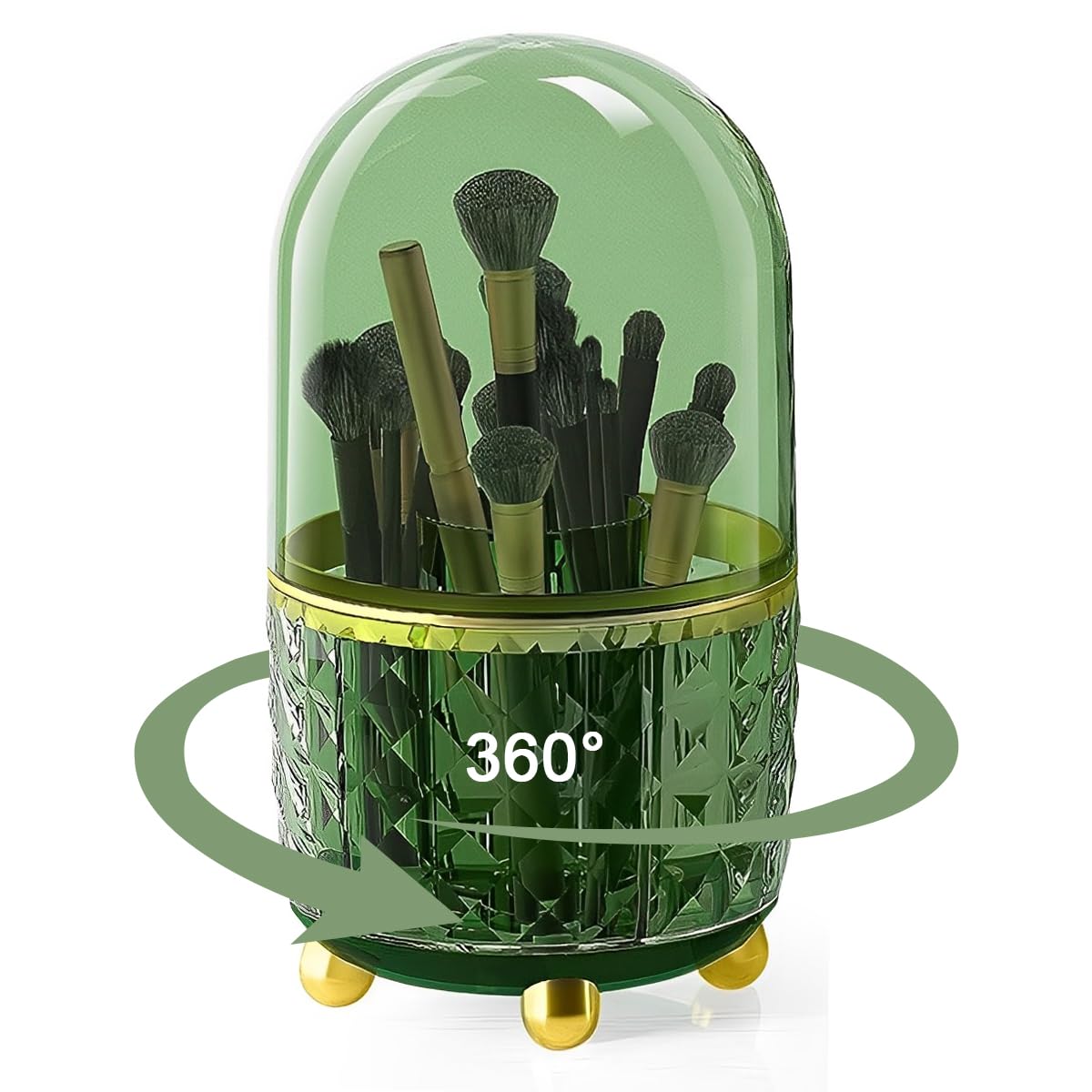 MAYCREATE Makeup Brush Holder Organizer with Lid, 360 Rotating Clear Dustproof Makeup Brushes Storage Stand for Vanity Bathroom Countertop - 5 Compartments, Anti-slip Base MAYCREATE Makeup Brush Holder Organizer with Lid, 360 Rotating Clear Dustproof Makeup Brushes Storage Stand for Vanity Bathroom Countertop - 5 Compartments, Anti-slip Base